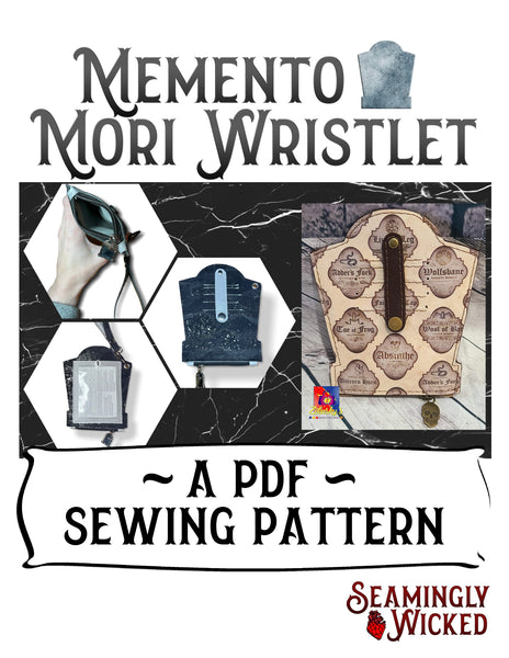 Memento Mori Tombstone Wristlet Sewing Pattern (SVG files included!)